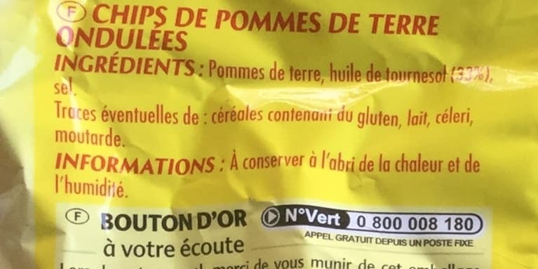 Bouton d'or Chips craquantes packshot
