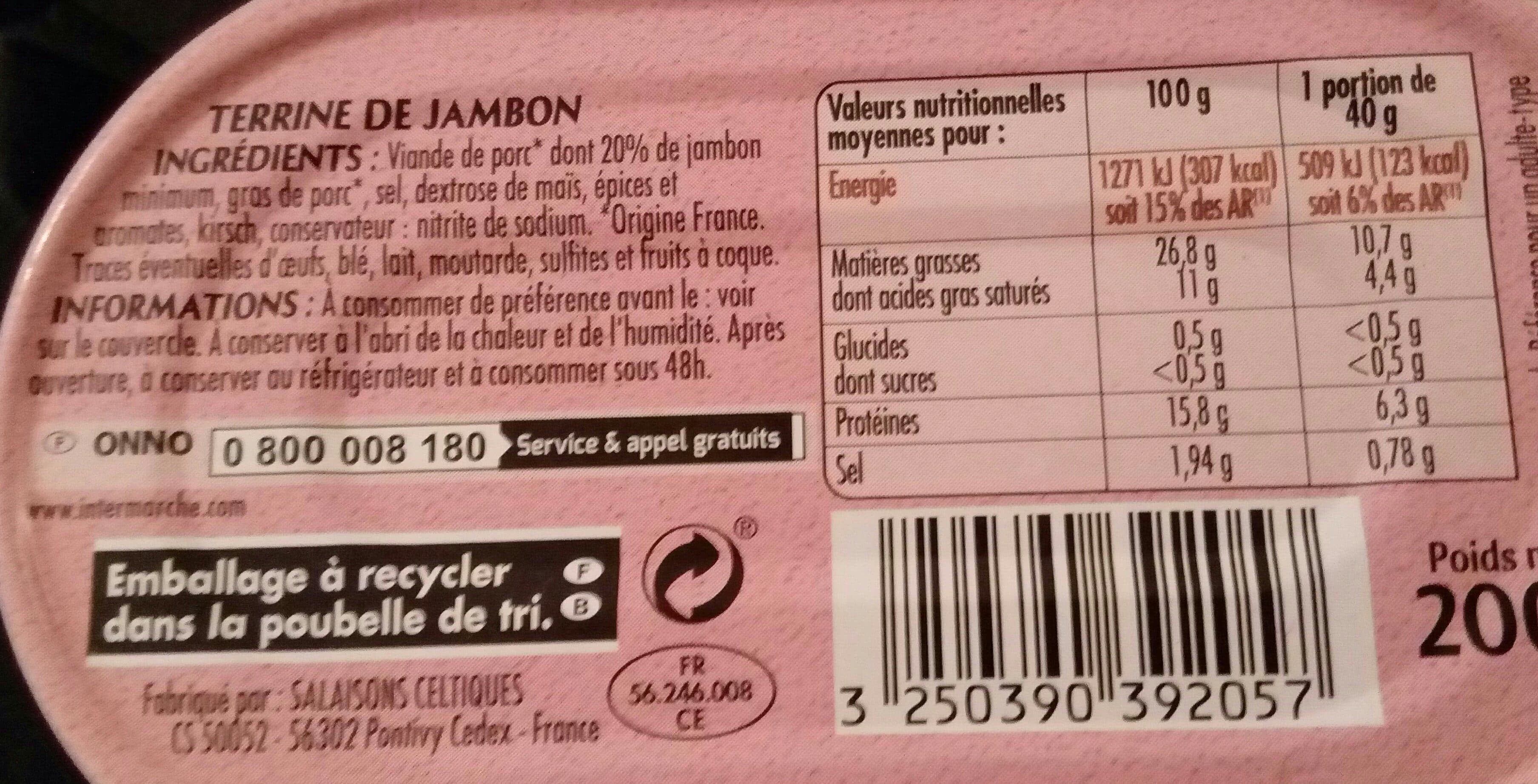 Onno Terrine De Jambon, Label Rouge, La Boite De 200 gr packshot