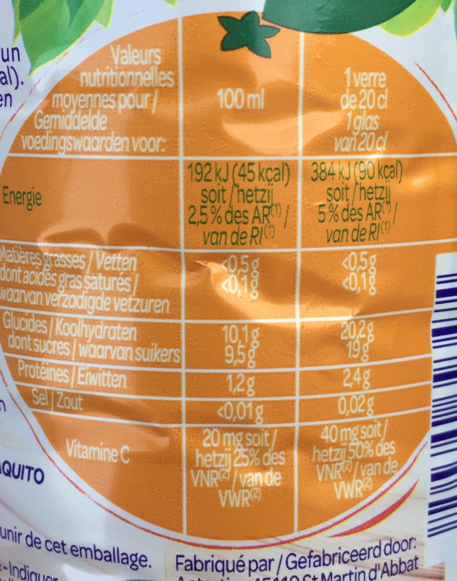 Antartic Jus d'orange pulpé à base de concentré packshot