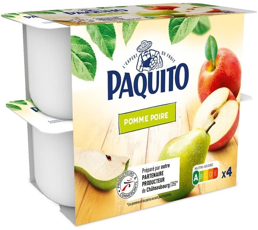 Paquito Dessert de fruits pomme poire 4x100g packshot