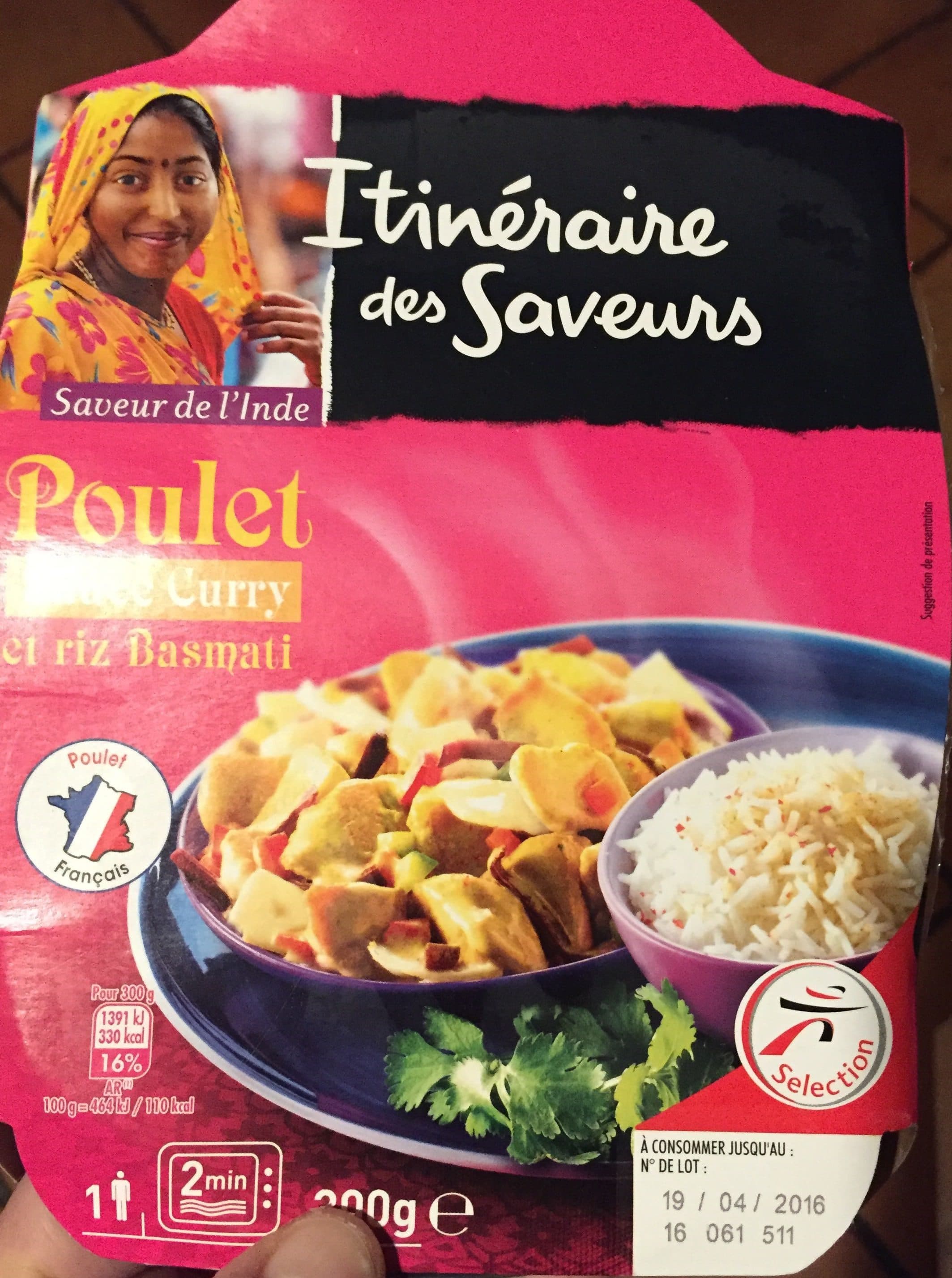 Itinéraire des Saveurs Poulet sauce curry et riz basmati packshot
