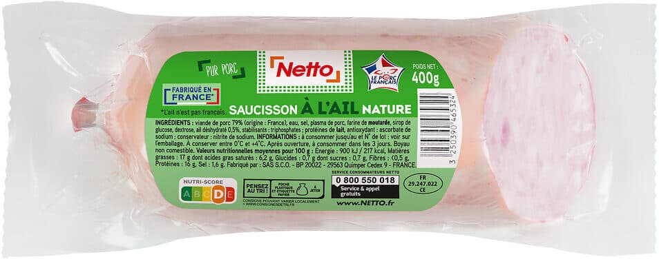Netto Saucisson a l'ail blanc 400g packshot