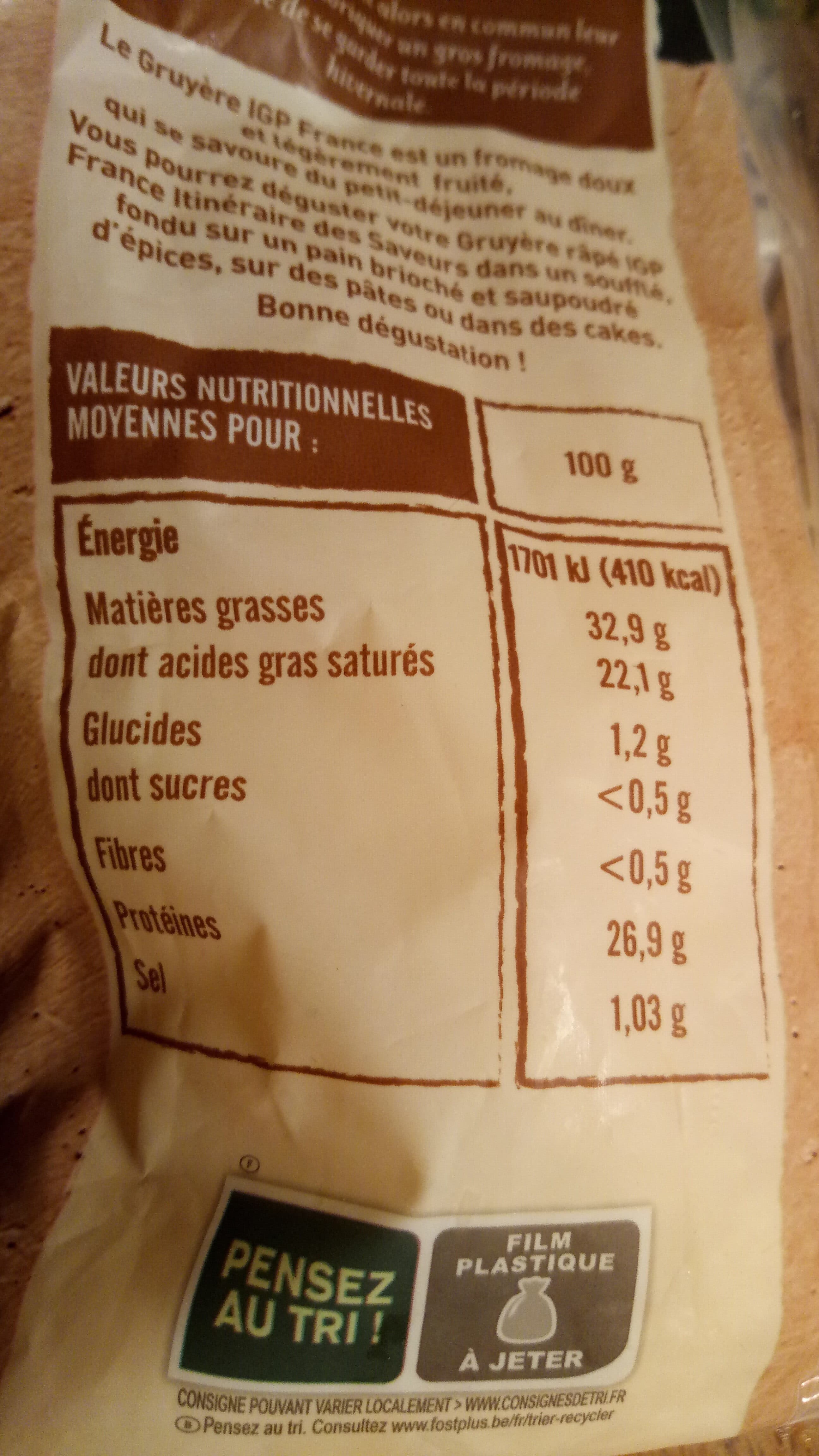 Itinéraire des Saveurs Gruyère râpé igp france packshot