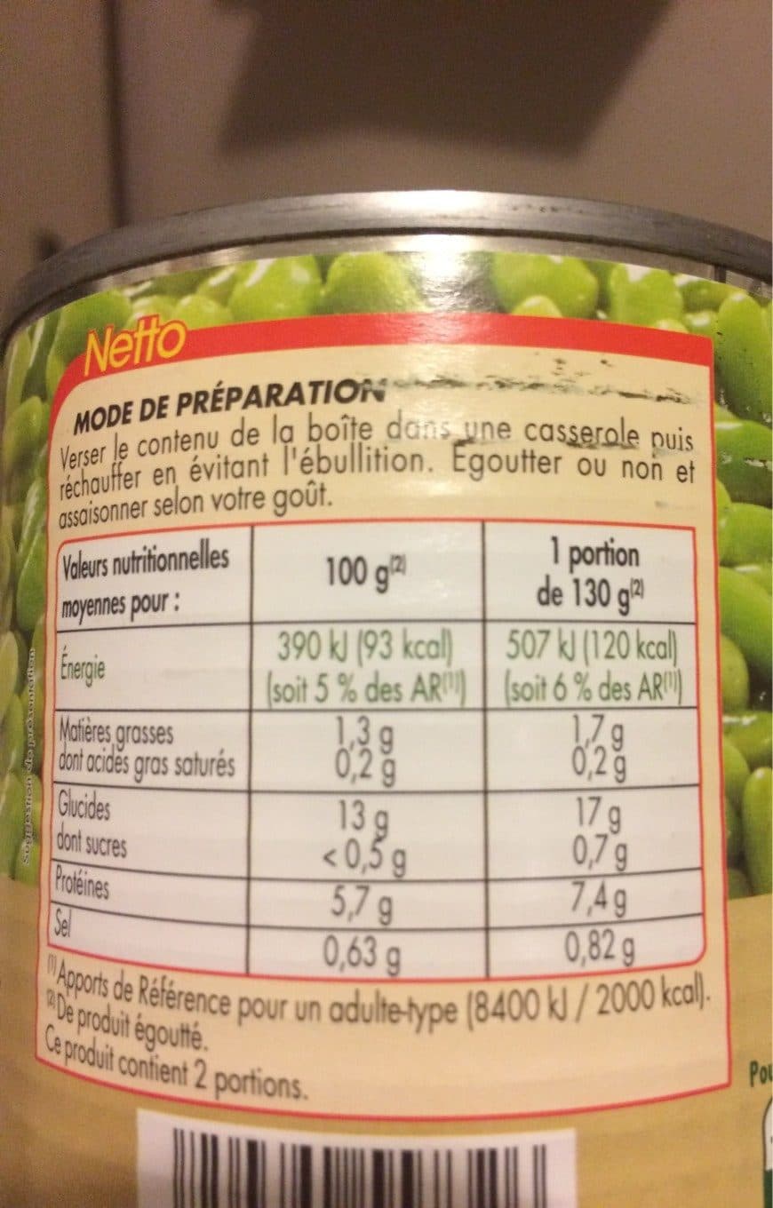 Netto Flageolets verts fins - 1/2 265g packshot