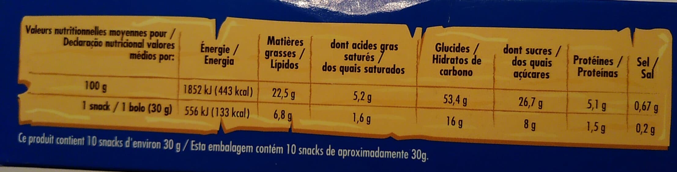 Chabrior Snack Pépit' - aux pépites de chocolat x10 - 300 g - P'tits Prods packshot