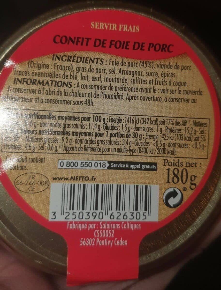 Netto VERRINE Confit de foie de porc à l'Armagnac packshot