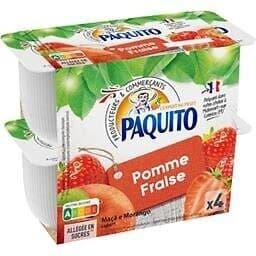 Paquito COUPELLES Compote de pommes fraises allégée en sucres - 4 x 100 g packshot