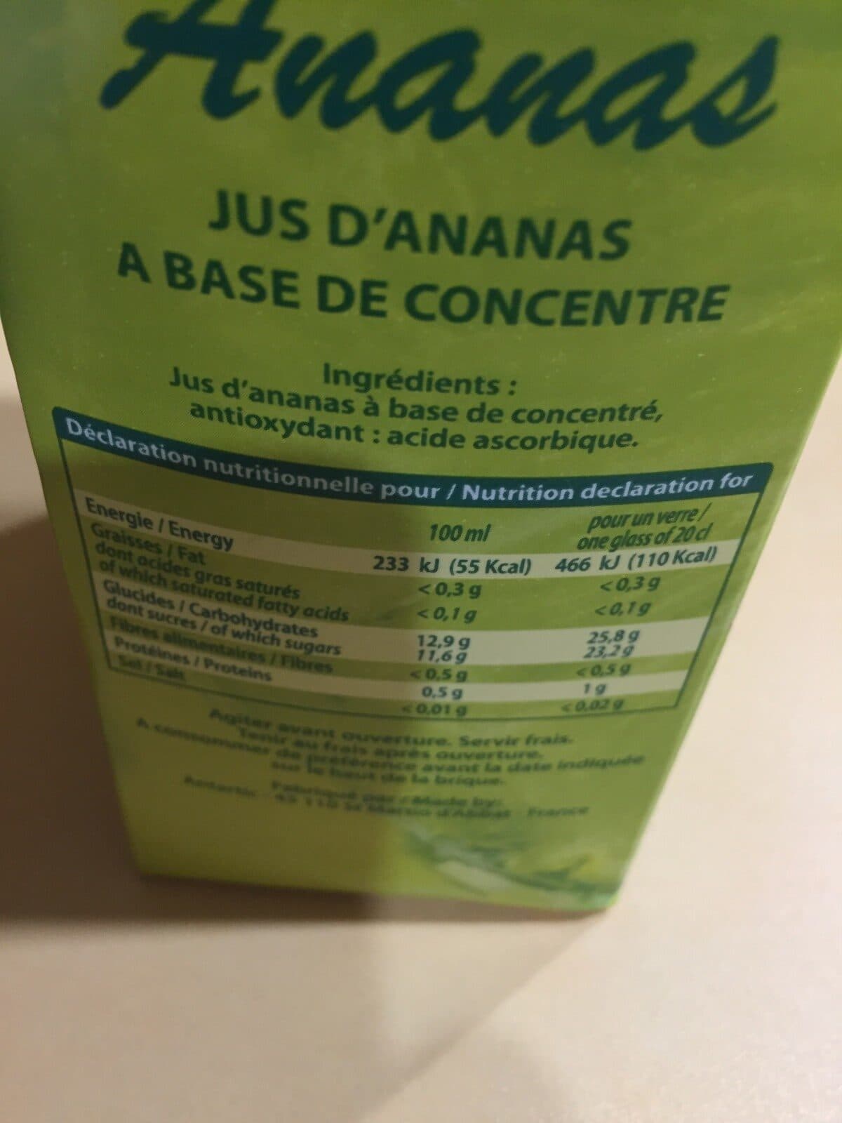 Solal Jus ananas packshot