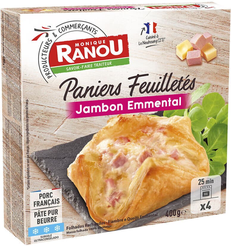 Monique Ranou Paniers feuilletés jambon et emmental - 4 x 100g packshot