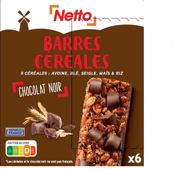 Netto Barres de céréales au chocolat noir x6 packshot