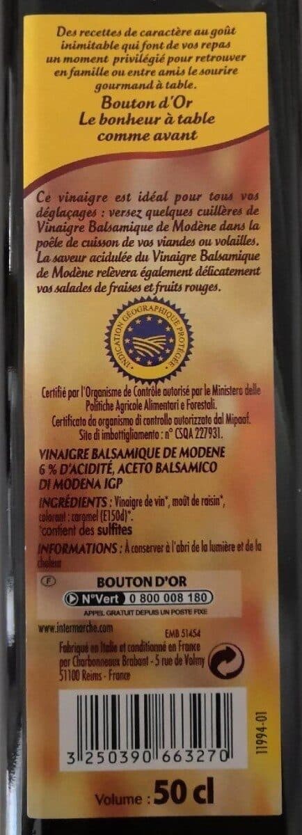Bouton d'Or Vinaigre balsamique de Modène packshot