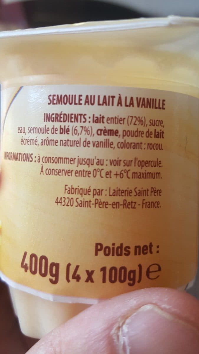 Pâturages Semoule au lait saveur Vanille packshot