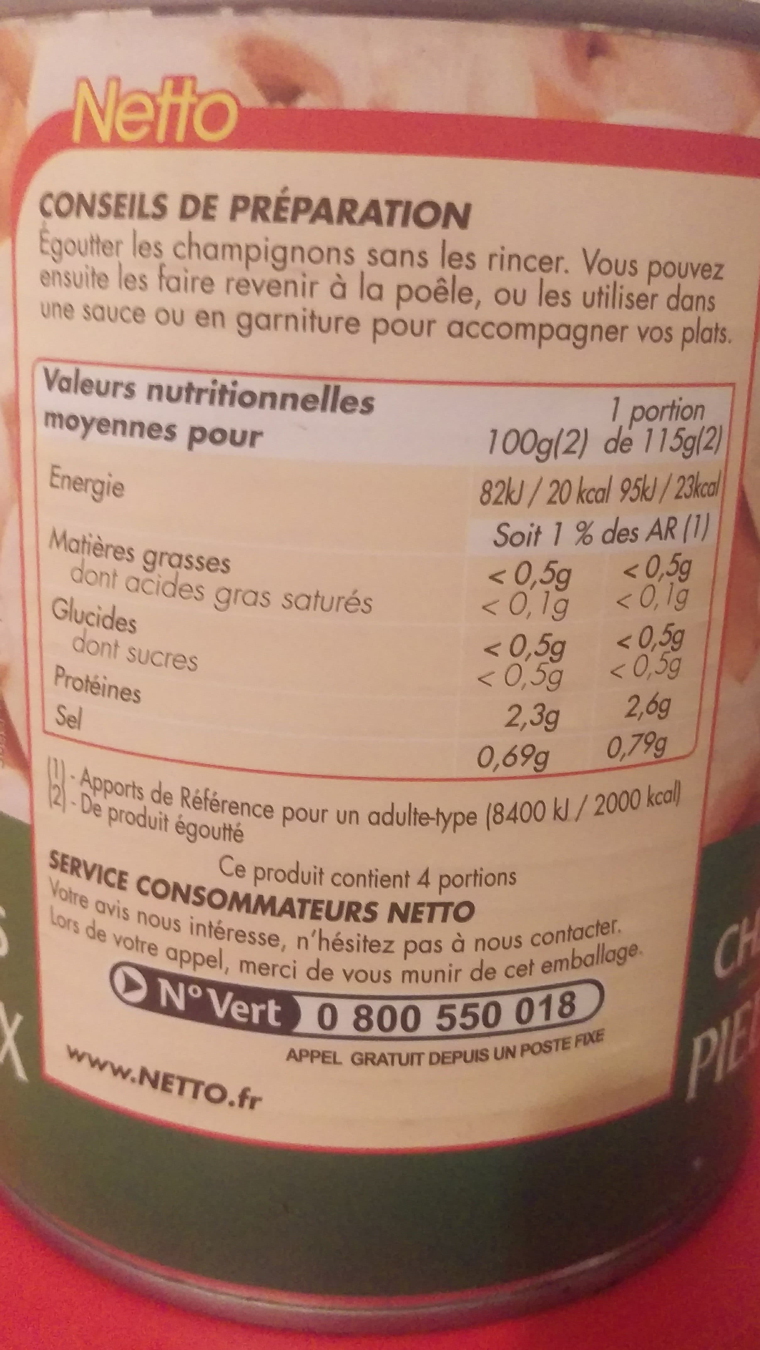 Netto Champignons pieds et morceaux - 4/4 packshot