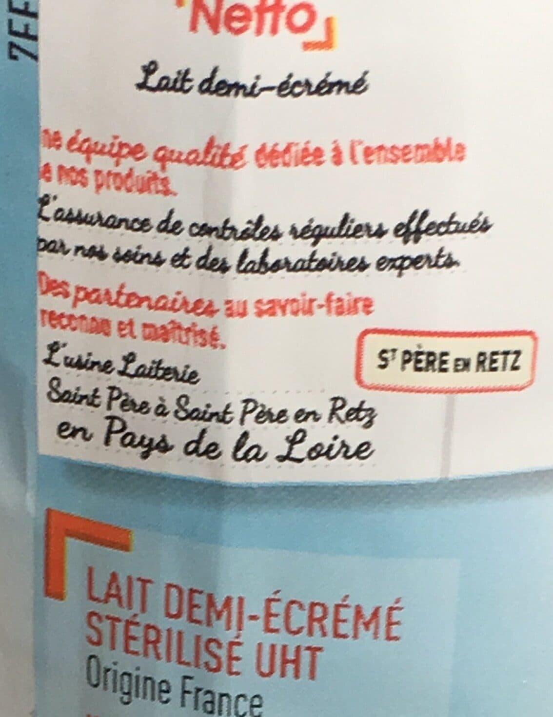 Netto Lait uht 1/2 ecreme bt 50cl packshot