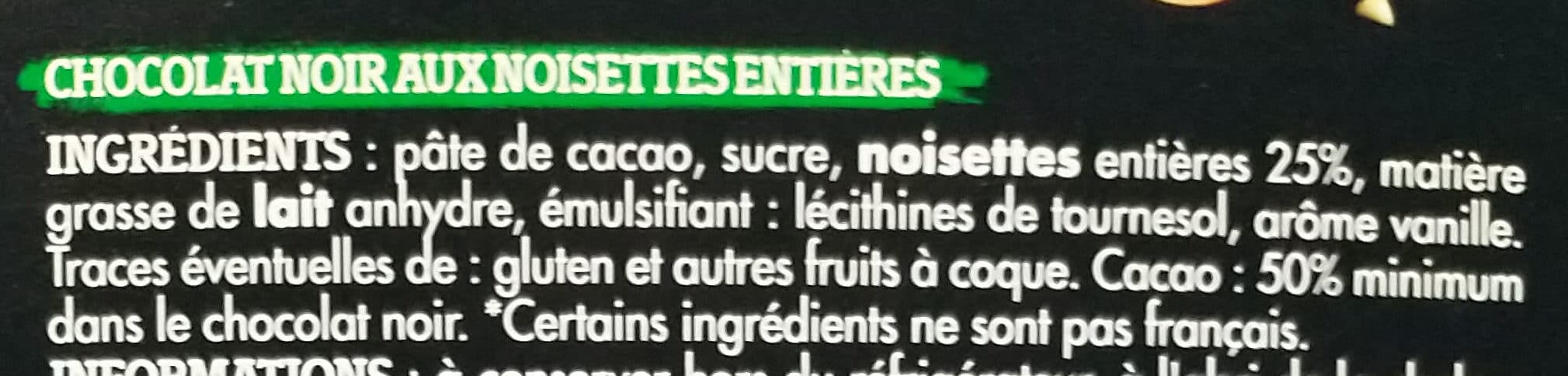 Ivoria Tablette bloc chocolat noir aux noisettes entières - 200g packshot