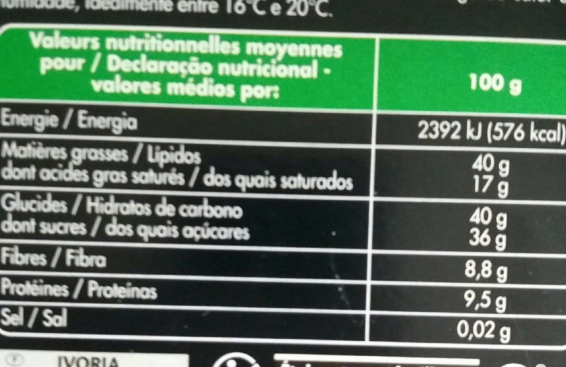 Ivoria Tablette bloc chocolat noir aux noisettes entières - 200g packshot