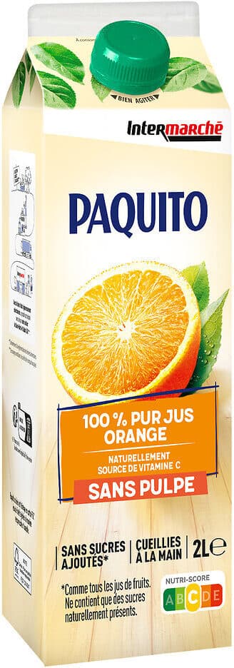 Paquito Pj orange sans pulpe brique 2l packshot