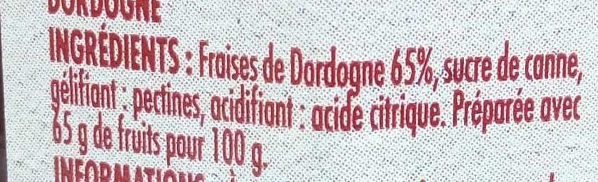 Itinéraire des Saveurs PREPARATION DE FRUITS fraises de Dordogne 65% fruits packshot