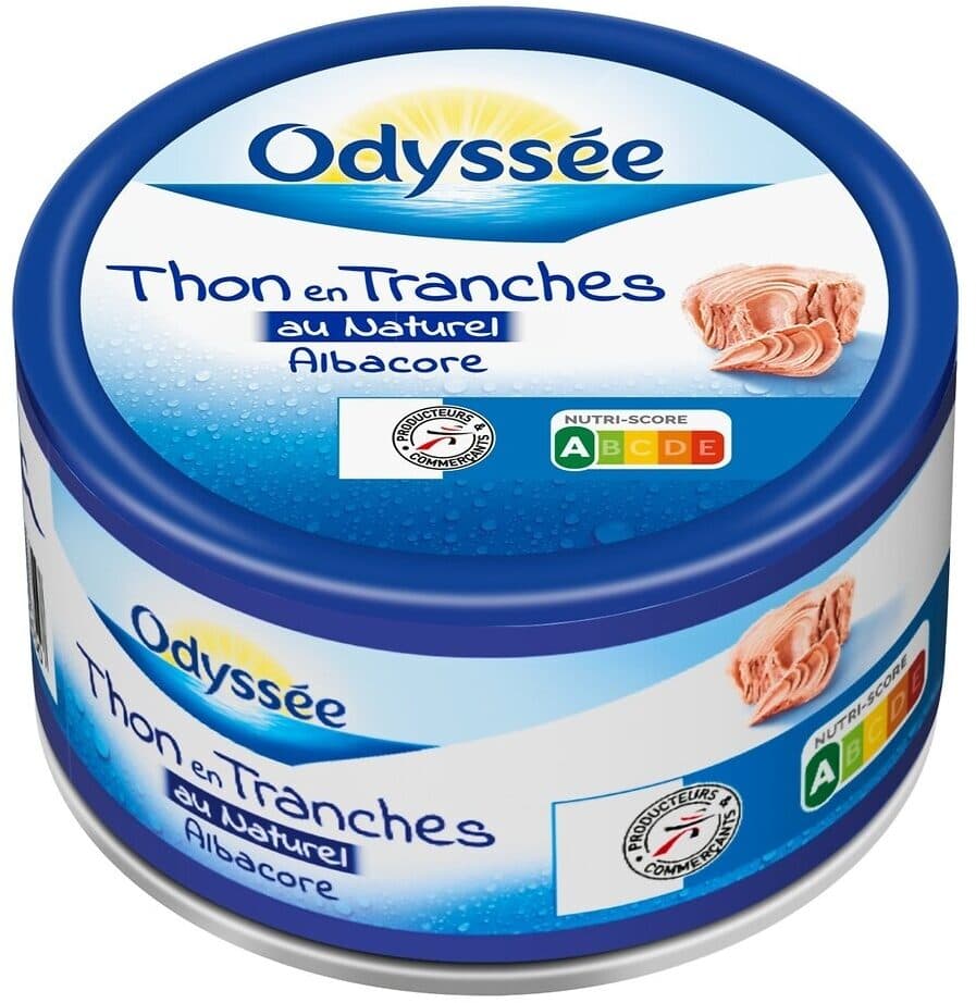 Odyssée Thon albacore au naturel tranche emboité cru 200g 140g (1/4) packshot