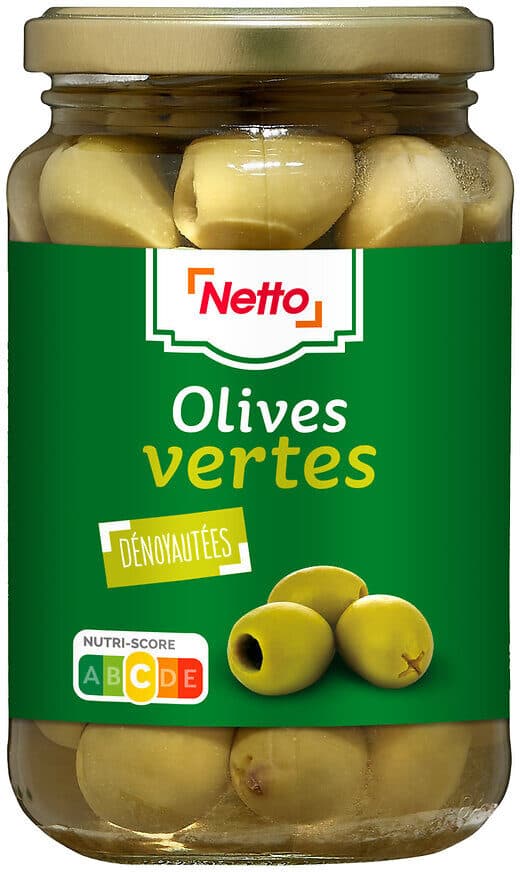Netto Bocal 37cL Olives vertes dénoyautées160G packshot