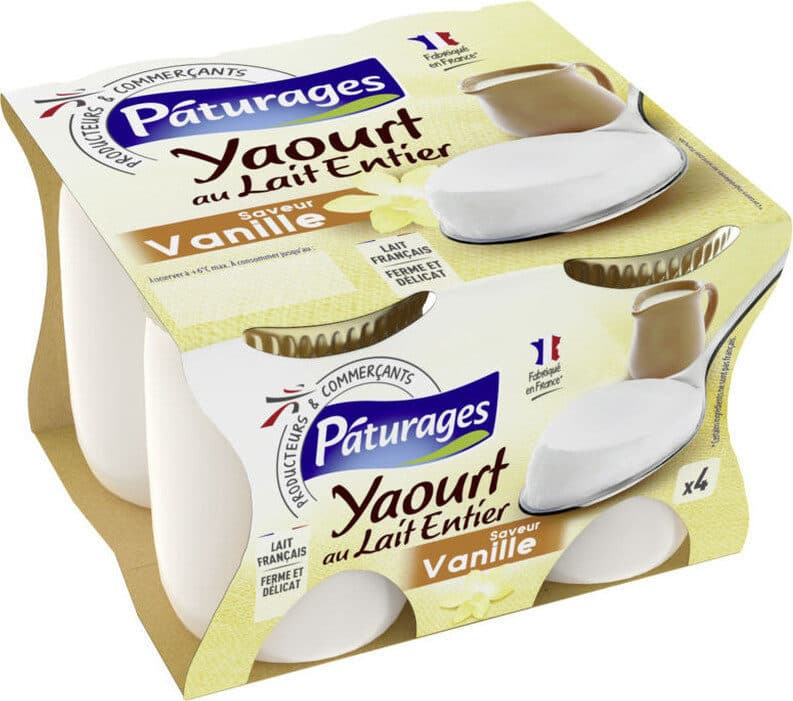 Paturages (Intermarché) Yaourt au lait entier saveur vanille packshot