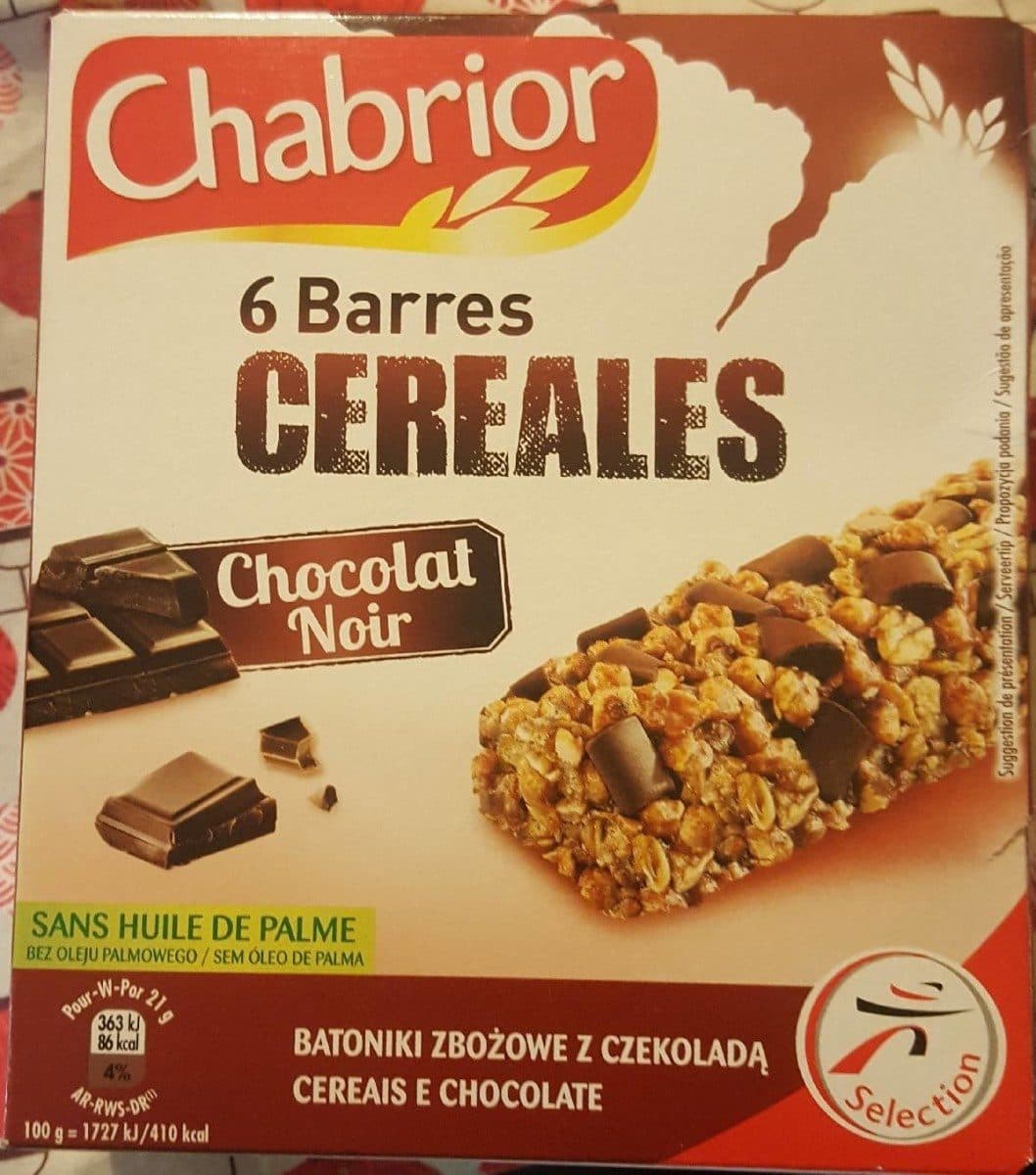 Chabrior Barres Céréales Chocolat noir x6 packshot