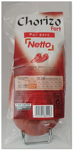 Les Mousquetaires Chorizo FORT PP 225g packshot
