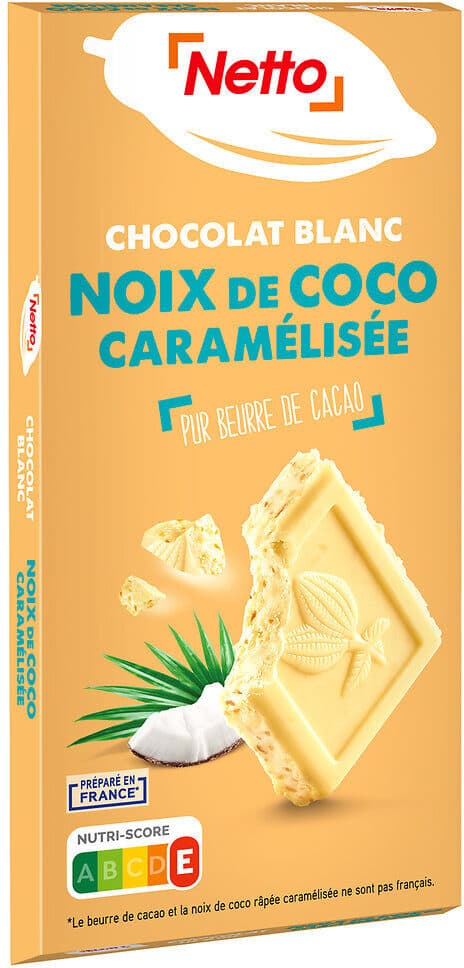 Netto Tablette bloc chocolat blanc coco - 200g packshot