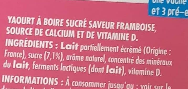Pâturages P'tit Yab - Yaourt à boire framboise packshot