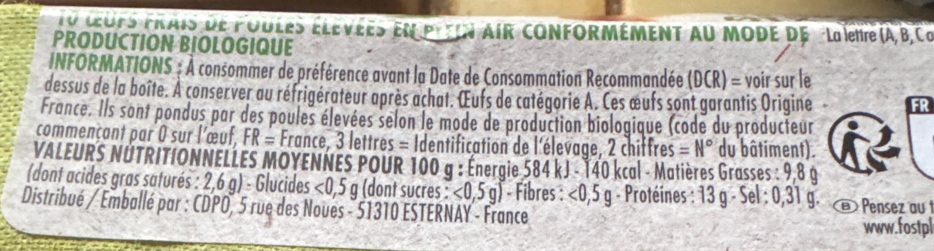 Moisson 10 œufs frais bio packshot
