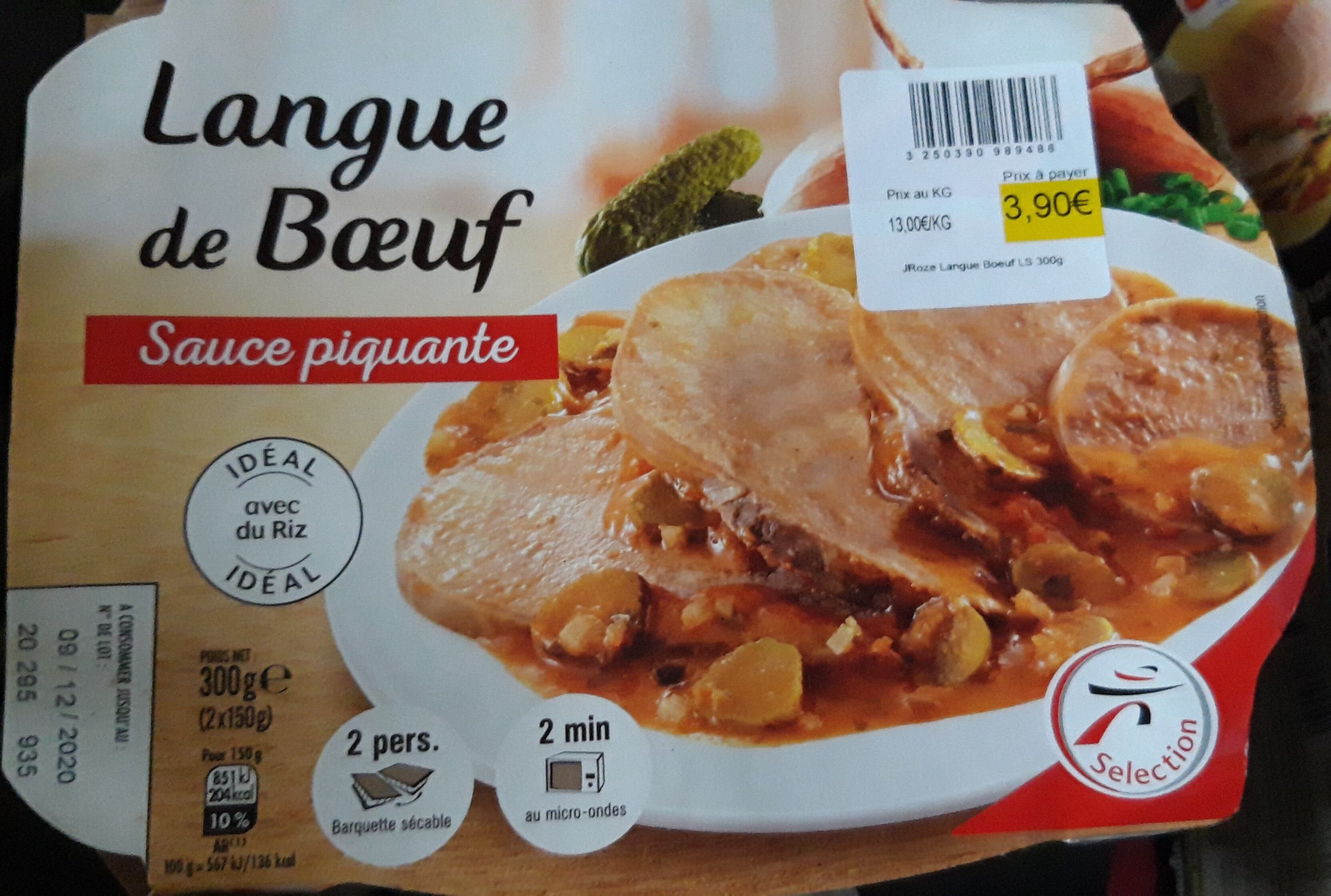 Intermarche Langue de bœuf sauce piquante - Cuisiné 300g poids fixe packshot