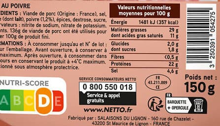 Netto HD Pavé au poivre 150g packshot