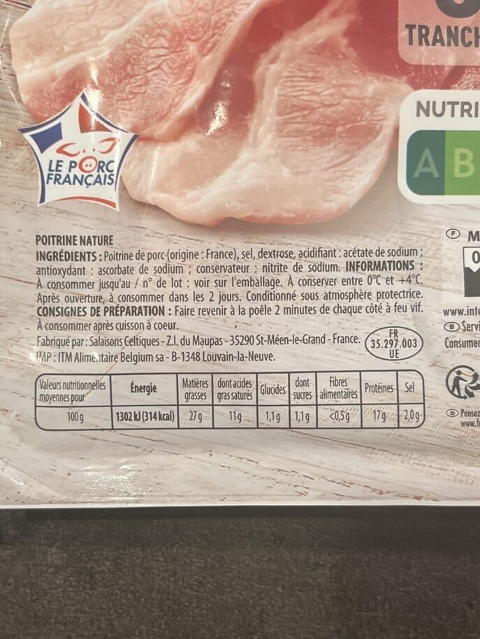 Monique ranou Poitrine tranches fines natures 120g ranou packshot
