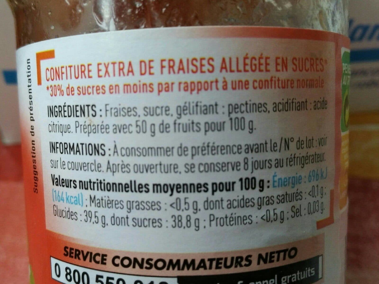 Netto CONFITURE EXTRA de fraises ALLEGEE 50% fruits packshot