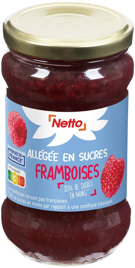 Netto CONFITURE EXTRA de framboises ALLEGEE 50% fruits packshot