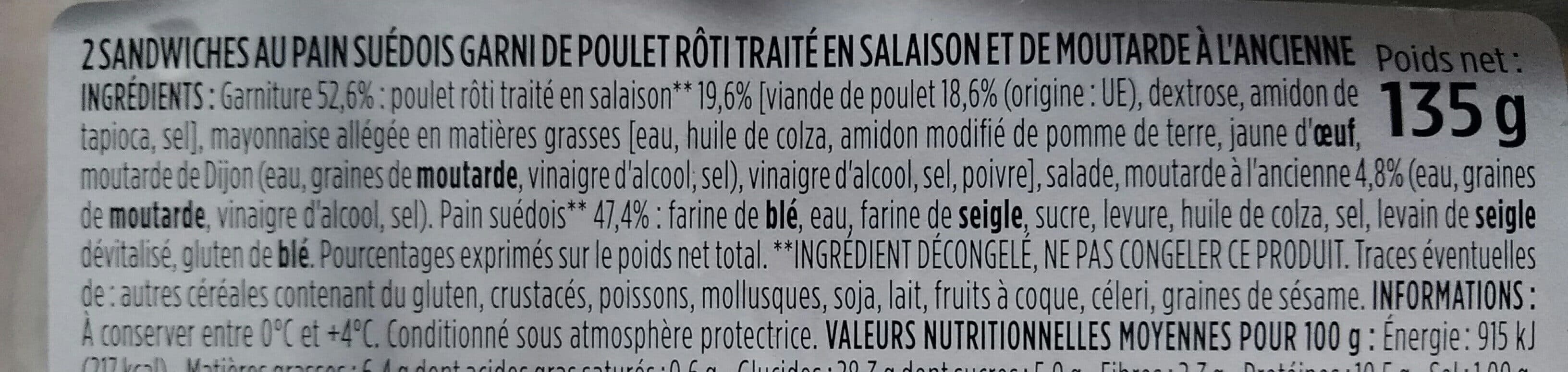 Monique ranou Sandwich Pain Suédois - Poulet rôti Moutarde à l'ancienne - 135g packshot