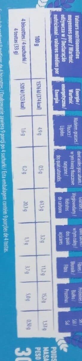 Chabrior Biscottes complètes sans sucres ajoutés x36 packshot