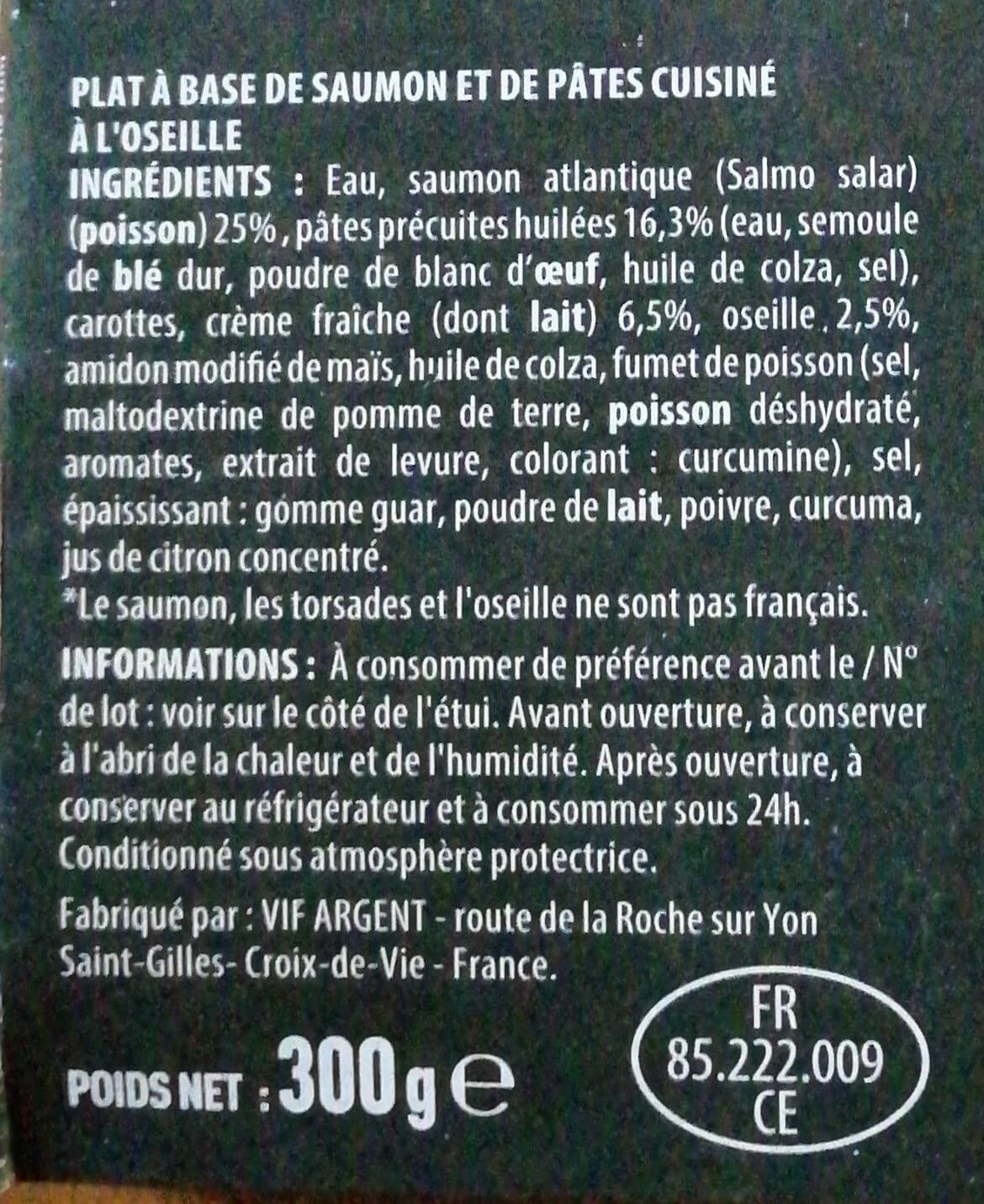 Monique ranou Saumon et torsades - sauce à l'oseille packshot