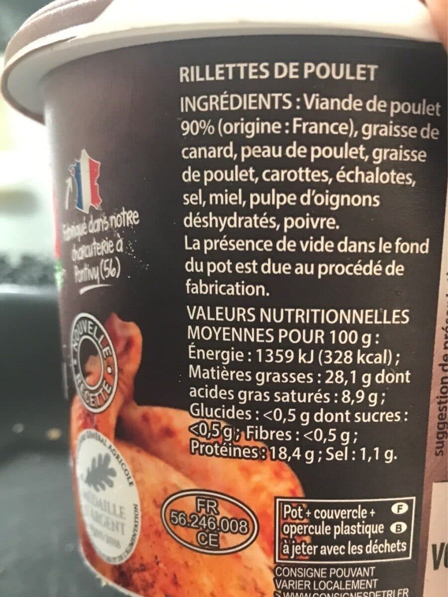 Les Mousquetaires RILLETTES POULET ROTI 220g massif TRAD - FRANCE packshot