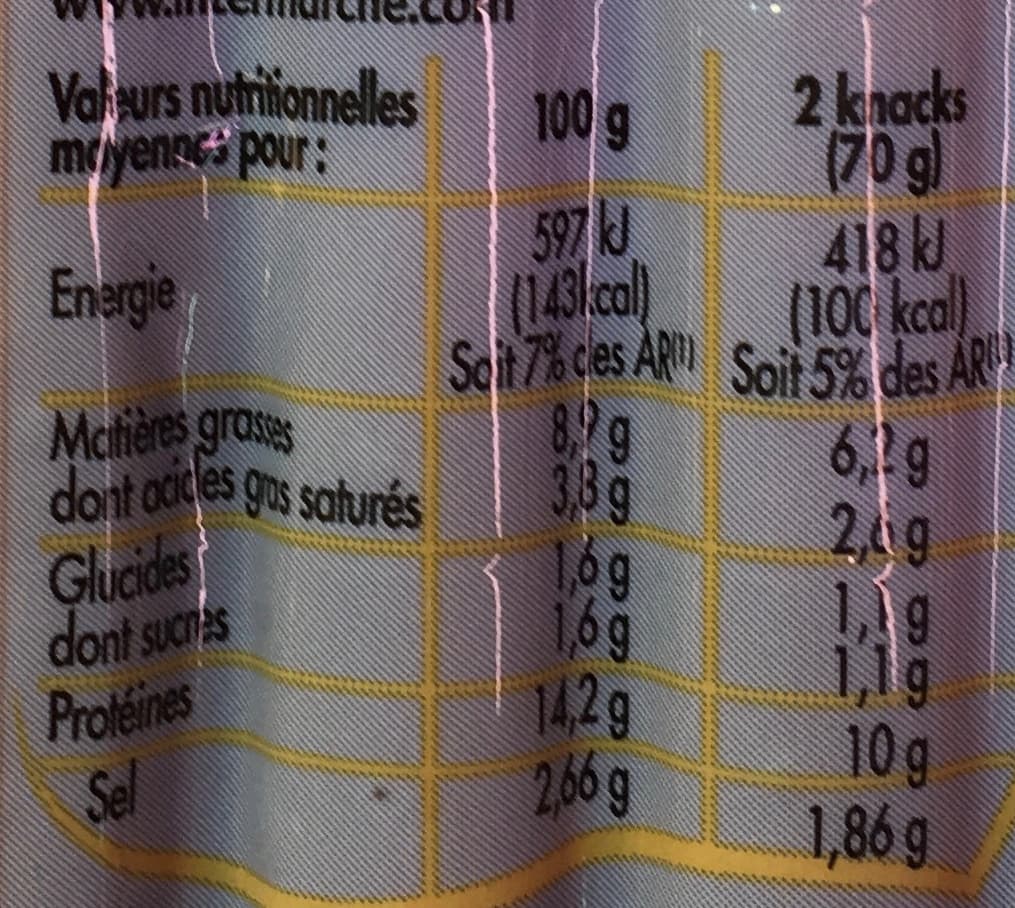Monique ranou 6 Knack, Au Jambon (50 % de MG en Moins) packshot