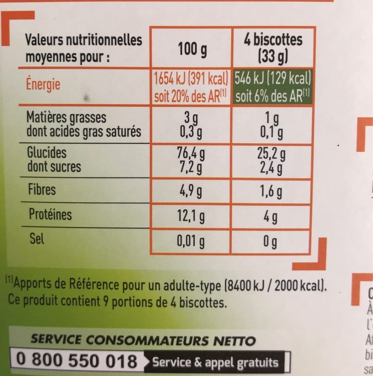 Netto Biscottes sans sel x36 packshot