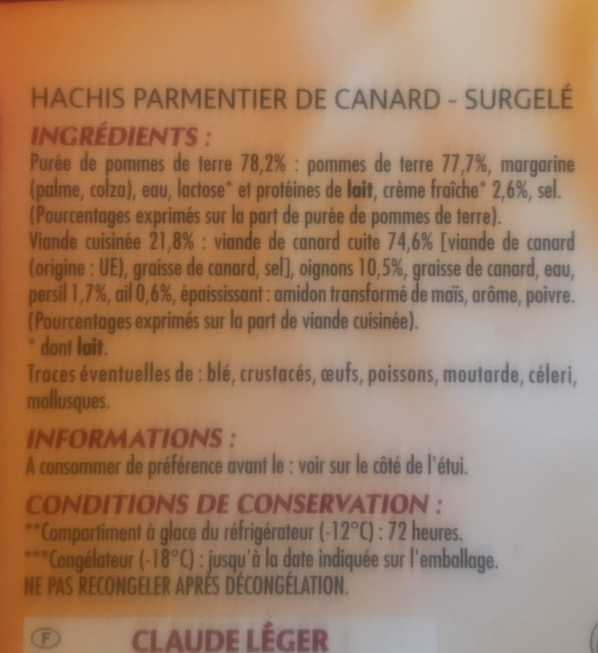 Claude leger C.leger Parmentier Canard packshot