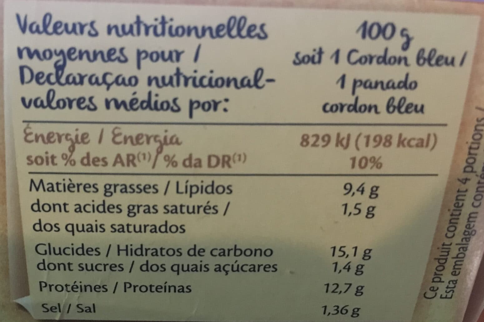 Claude leger Cordon bleu de poulet 400g packshot