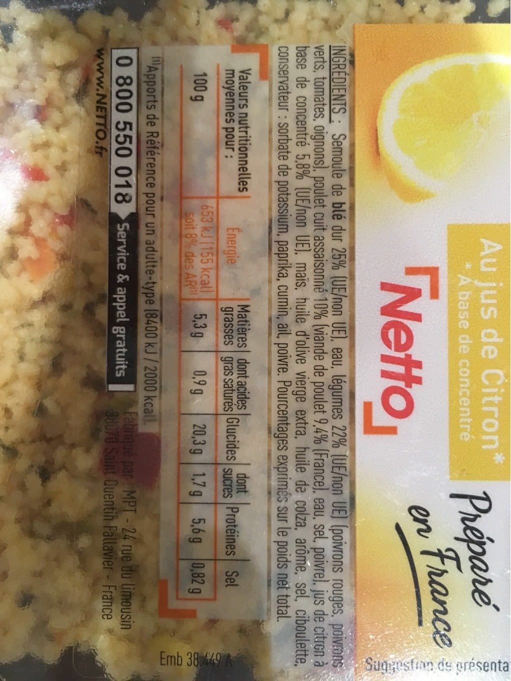 Netto Taboule poulet 300g packshot