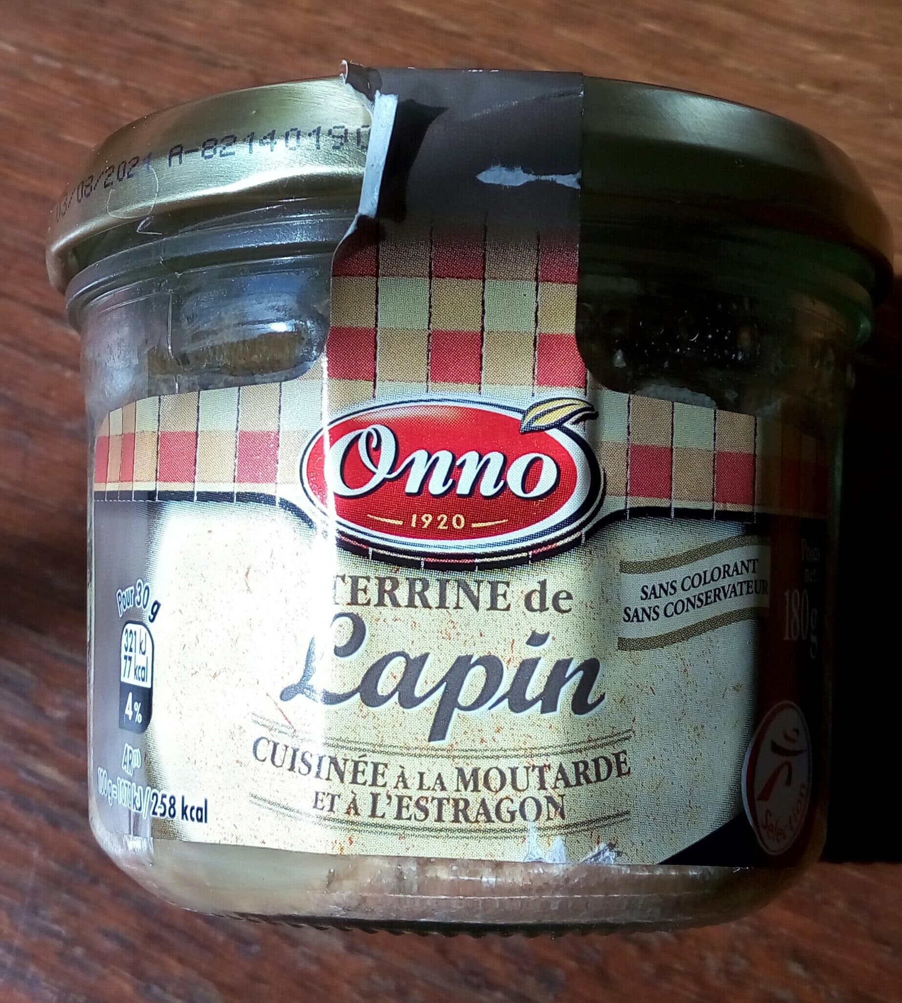 Monique ranou Terrine de lapin cuisinée à la moutarde et à l'estragon packshot
