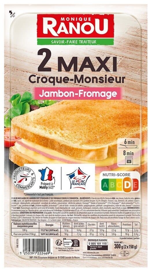 Monique ranou Croque monsieur maxi jambon fromage packshot