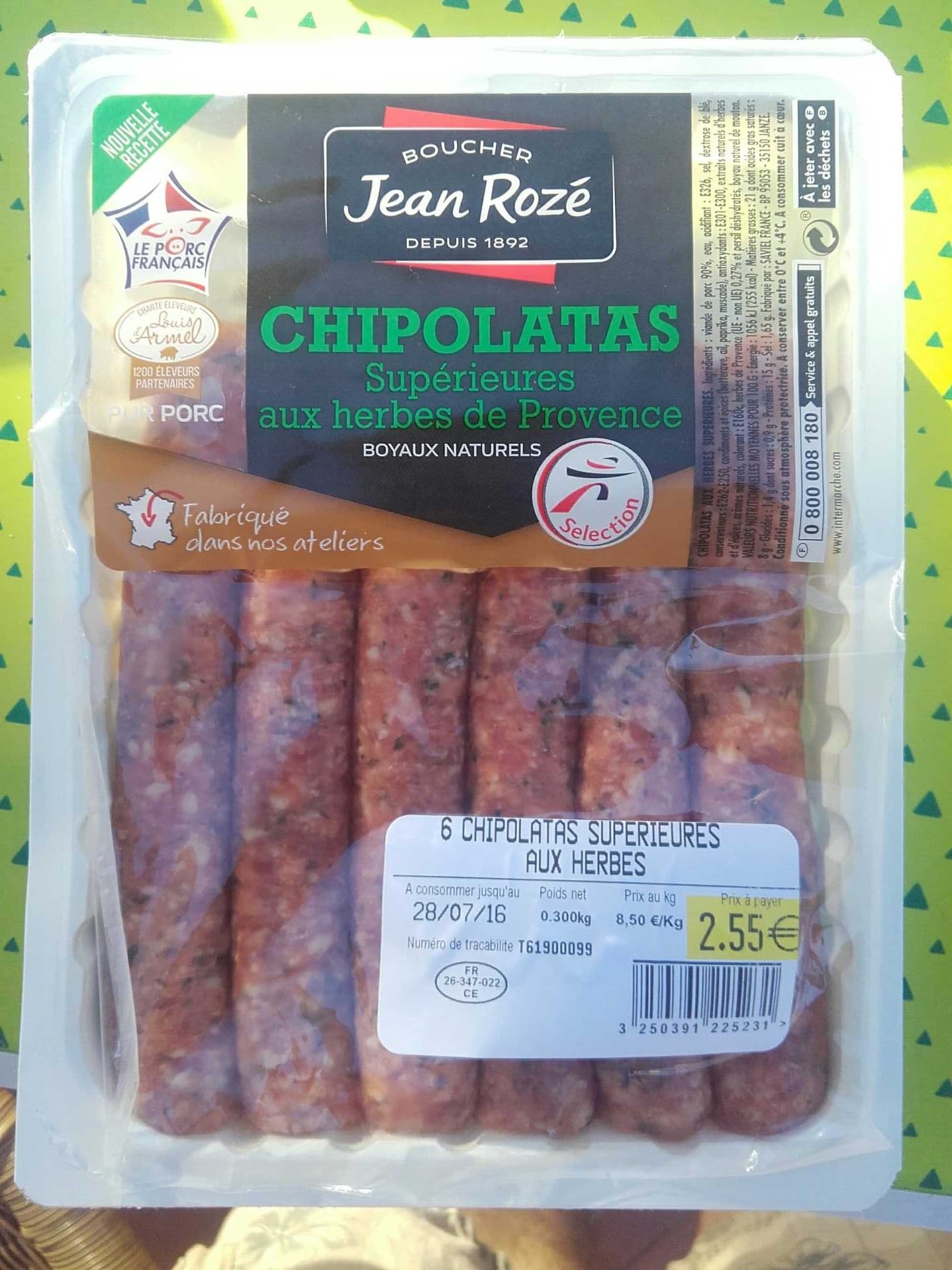 Intermarché Chipolatas supérieures aux herbes de Provence packshot