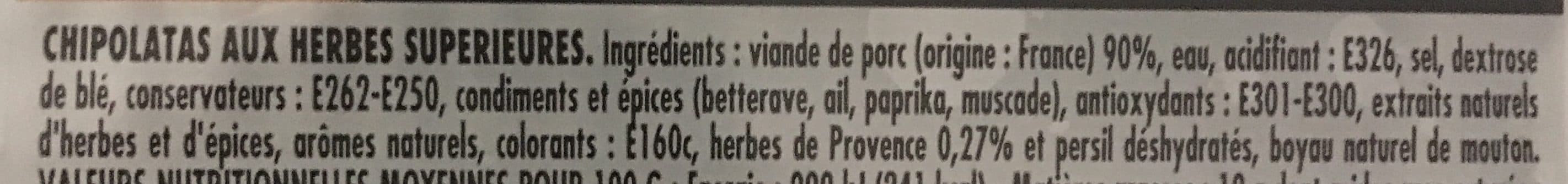 Intermarché Chipolatas supérieures aux herbes de Provence packshot