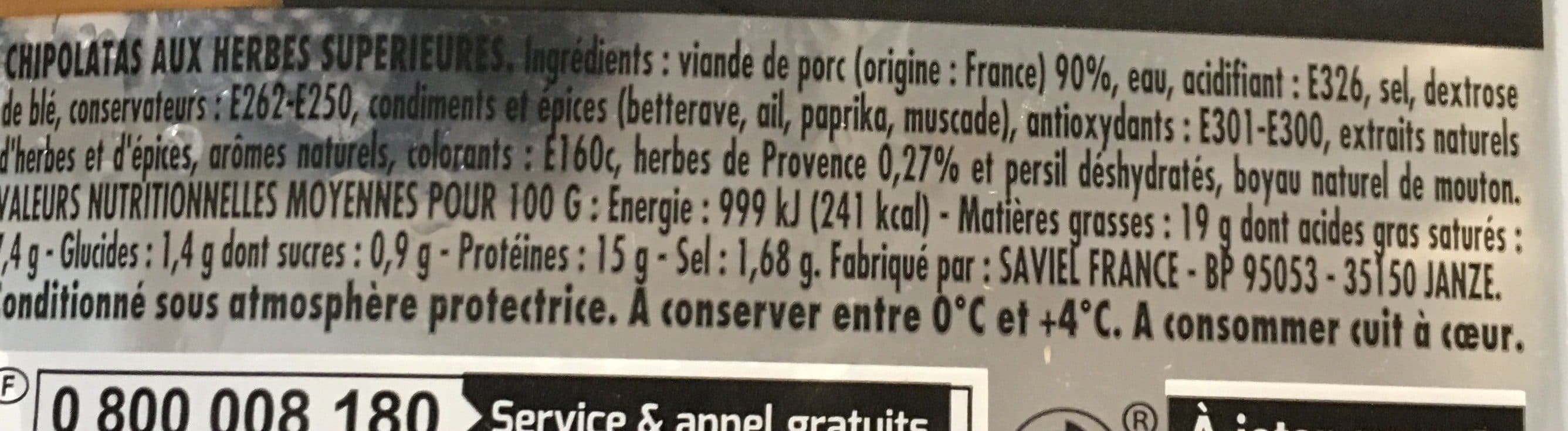 Jean Rozé Chipolatas superieures aux herbes x12, la barquette de packshot