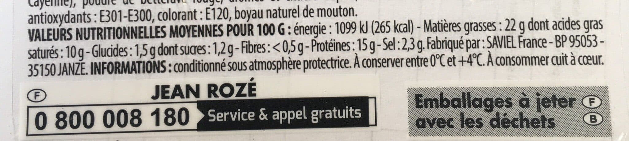 Jean Rozé Merguez véritables packshot
